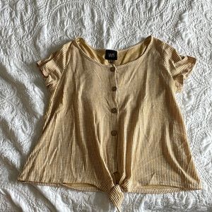 Yellow button down tie shirt